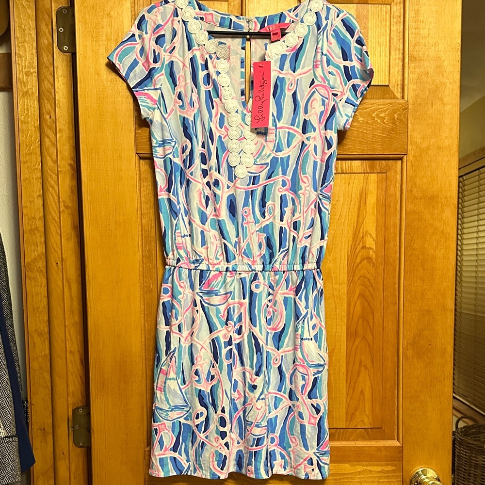Lilly Pulitzer Reble Skort Romper in Skim Blue Reel Nauti